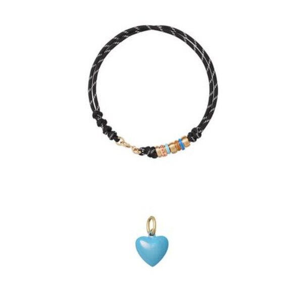 ROXANNE ASSOULIN The Super Size Happy Cord Necklace Black& turquoise firm price - Picture 1 of 9